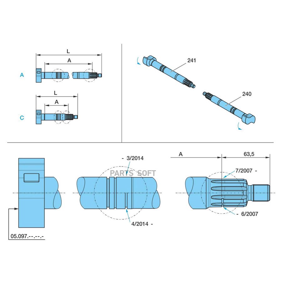 $ Вал BPW / SN420 _ ?42-?38 _ L-666mm _ 10-шлицов _ S-левый / Oe 0509705254