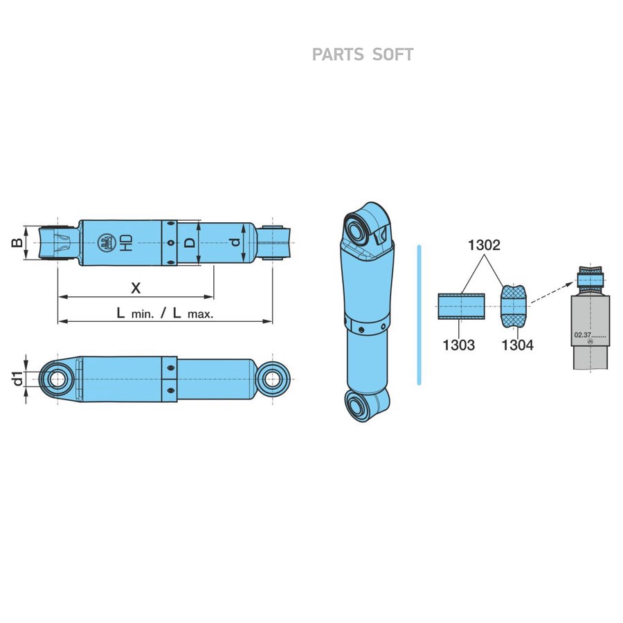 Амортизатор ? 65*74, 287*412, 204*195 HUB=125 /?24 /?74HD