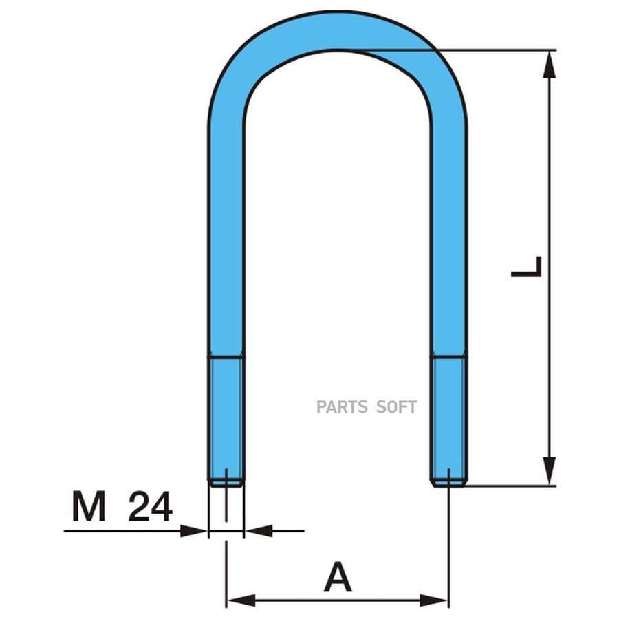 $ Стремянка BPW / AK100 _ M24*3.0 _ 125*292L _ резьба-80mm _ без гаек /  Oe
