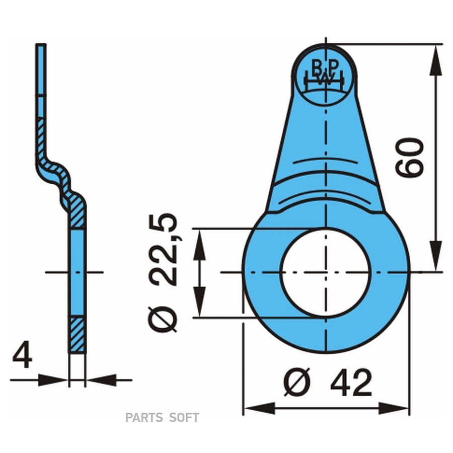 Флажок износа накладок L=60   (поворотный мост) /03.190.14.07.1