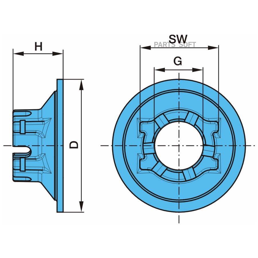 Корончатая гайка ECO М52х2 10T для ступиц BPW