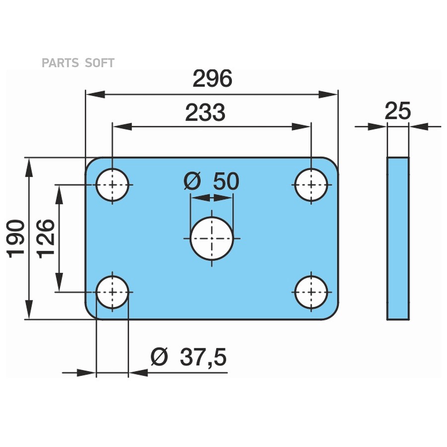 $ Опорная площадка рессоры 190x296x25/ OE