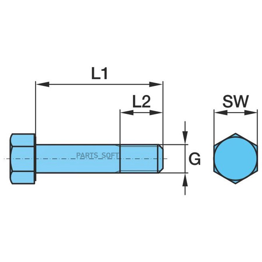 $ Болт BPW / реакт тяги _ M36*185L _ 8.8 _ SW55 _ резьба-45mm /