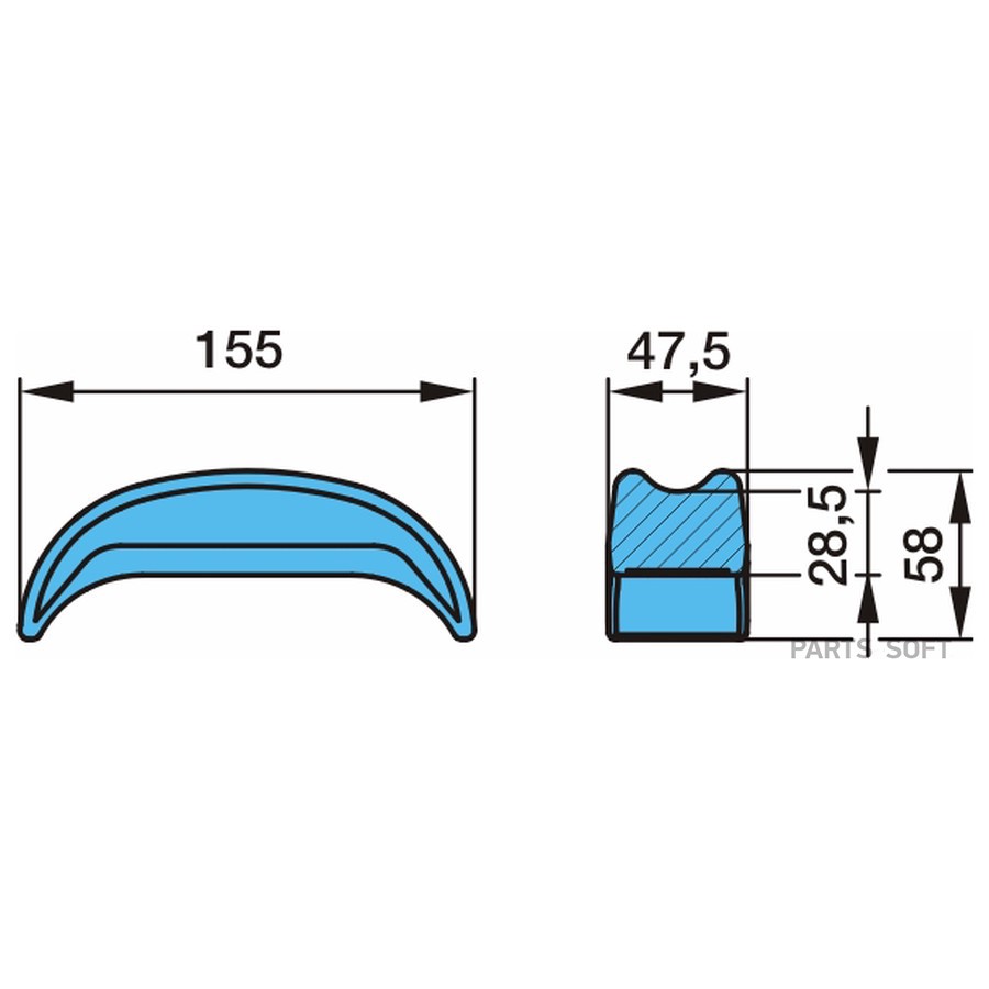 $ Сегмент стремянки BPW / AK150 _ 48B*155L*58H _ ?150 /= 03.345.25.01.1S