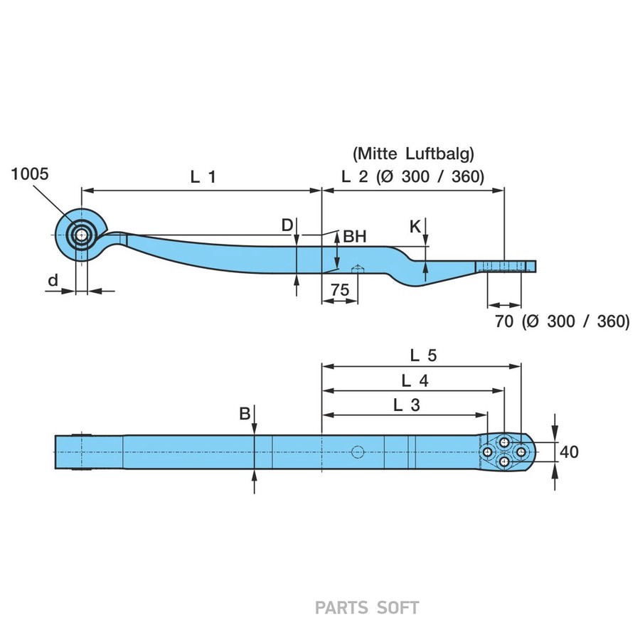 $ Полурессора BPW на 24мм 500/380 K_30SGS1X56 H_56